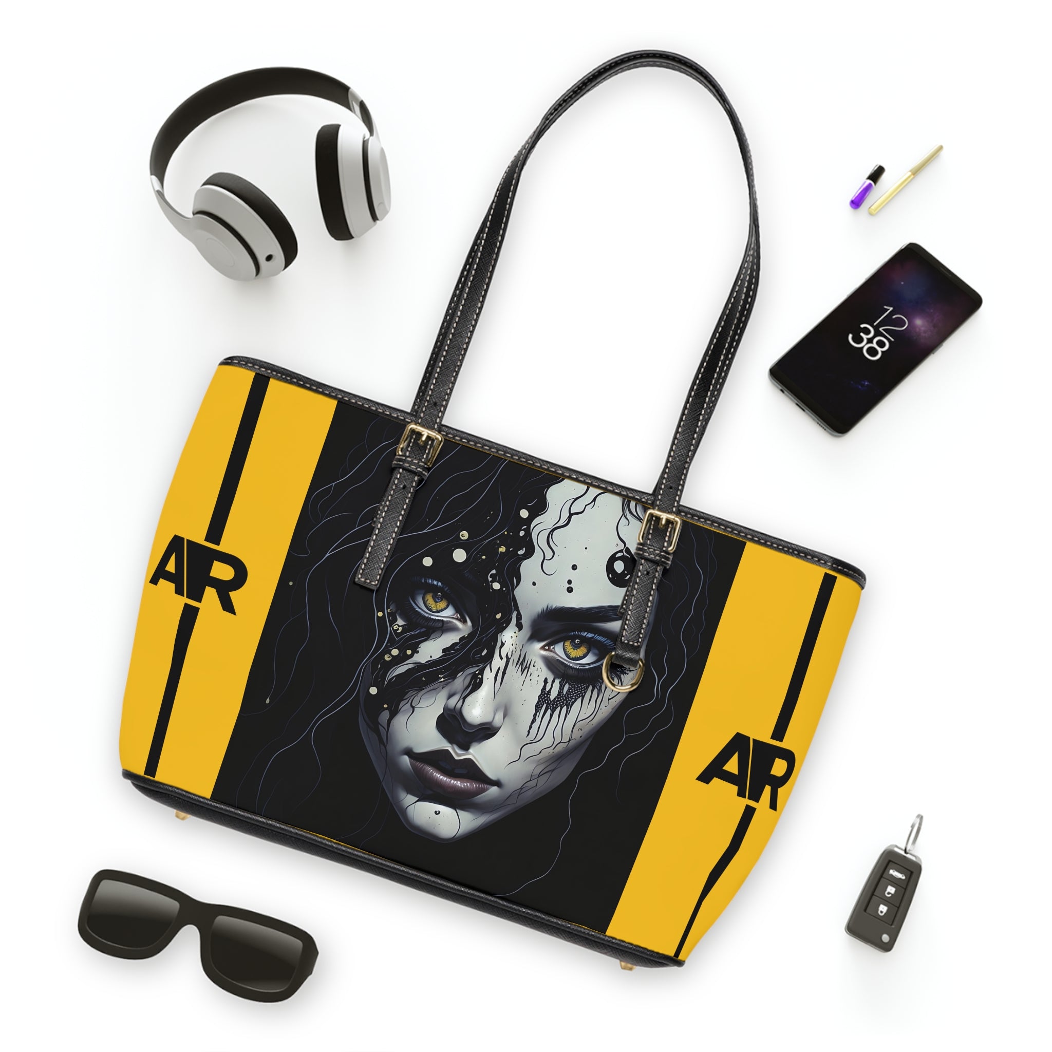 YELLOW BIOPUNK LEATHER SHOULDER BAG