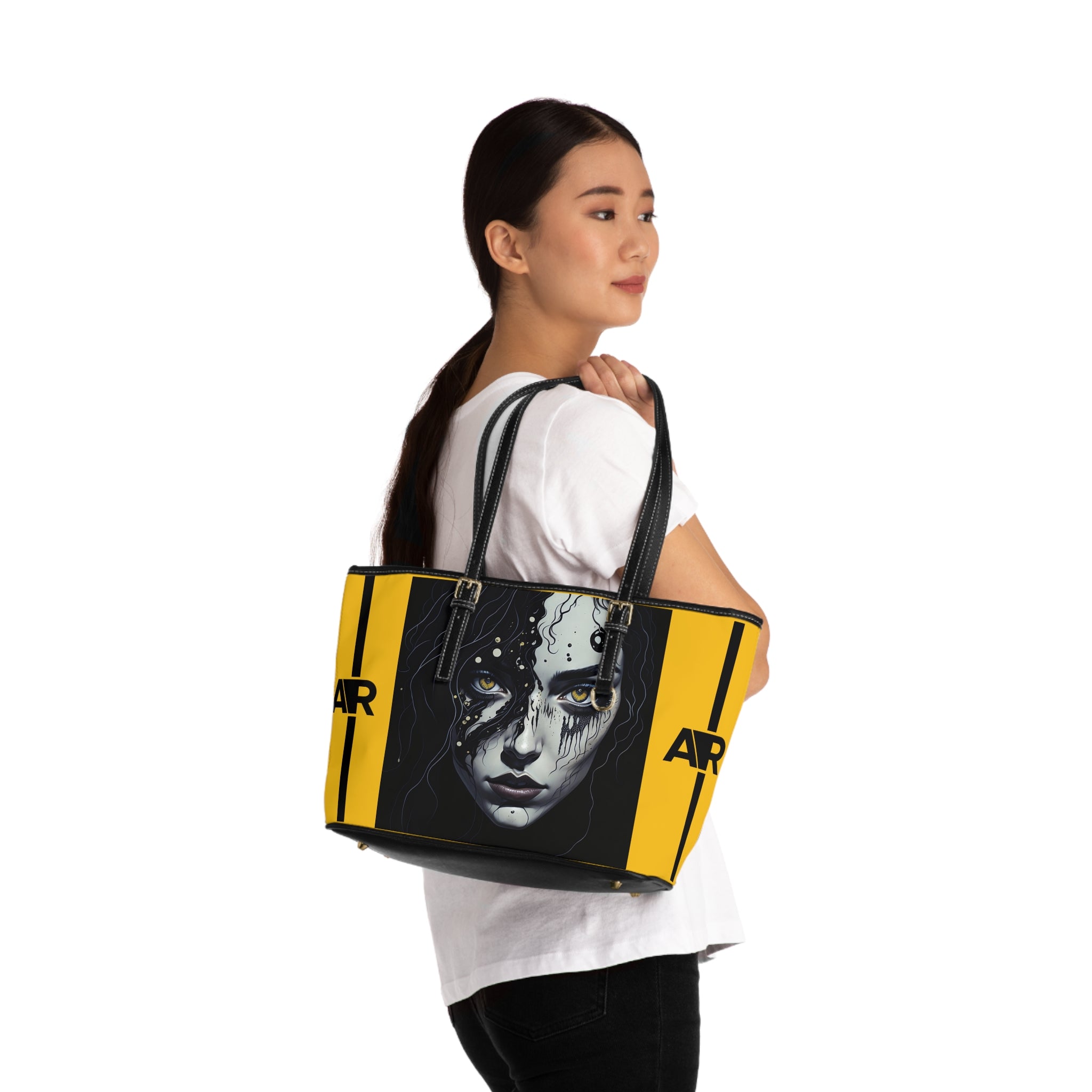 YELLOW BIOPUNK LEATHER SHOULDER BAG