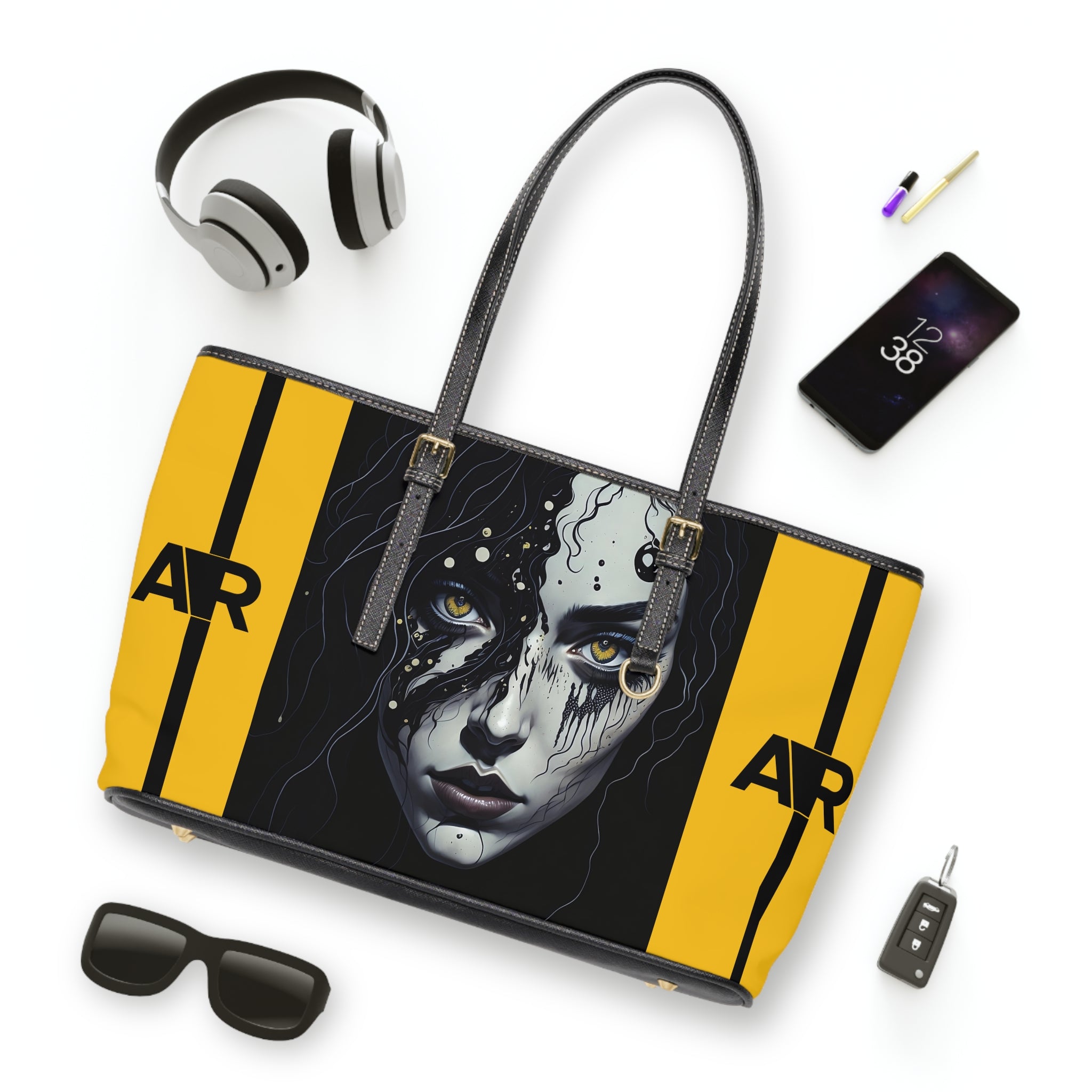 YELLOW BIOPUNK LEATHER SHOULDER BAG