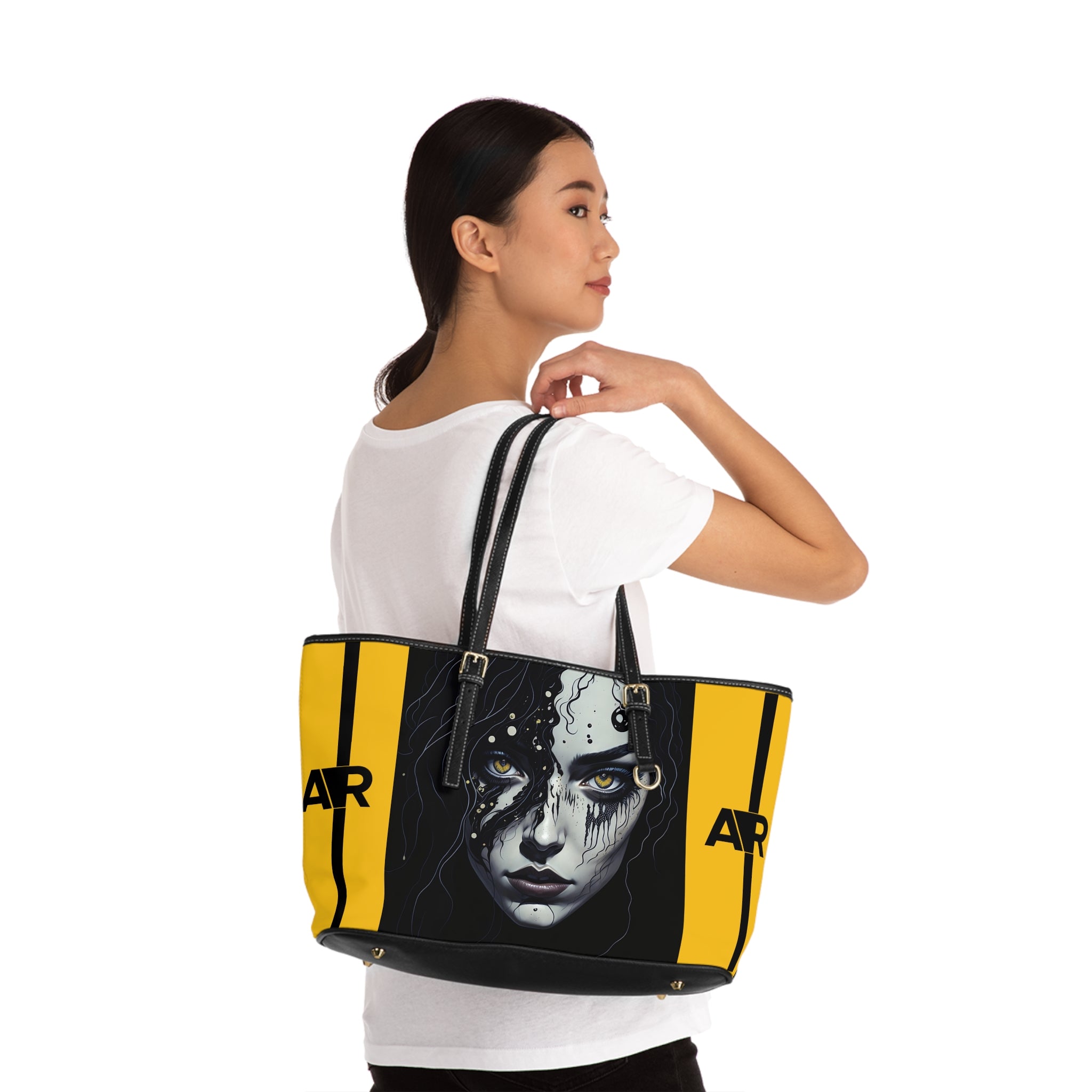 YELLOW BIOPUNK LEATHER SHOULDER BAG